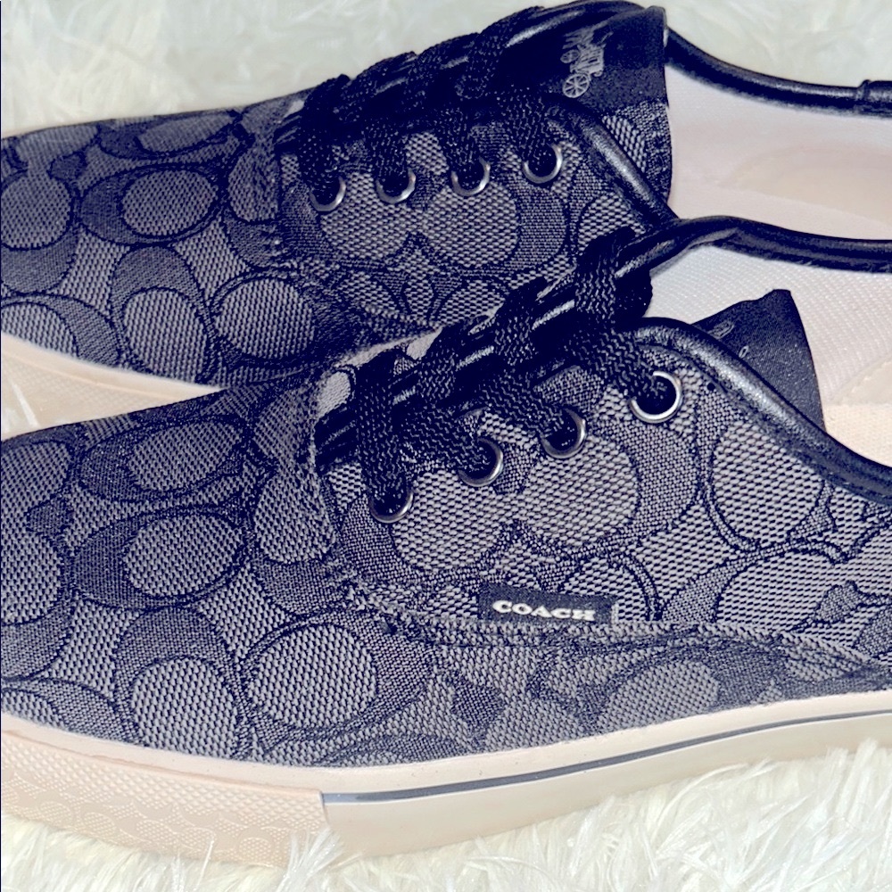 Coach Black and Tan Monogram Sneakers - Picture 6 of 13